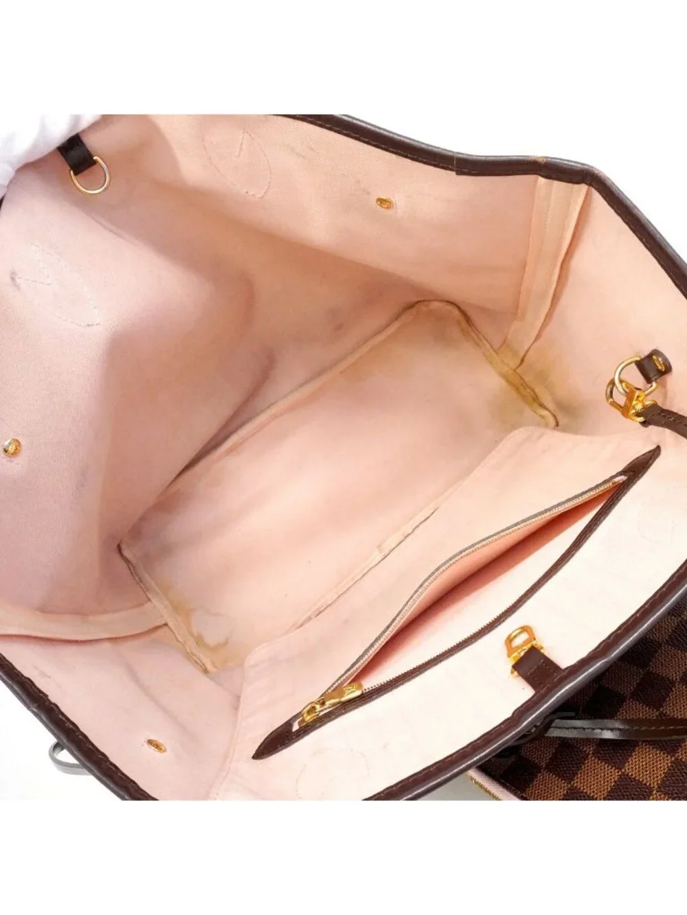 Louis Vuitton Tote Bag Damier Neverfull MM Rose Ballerine Ebene